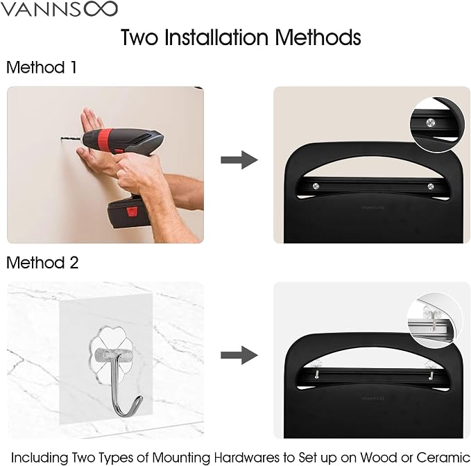 Black Soap Dispenser and Toilet Seat Cover Dispenser