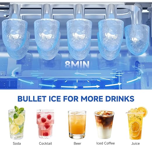 Countertop Ice Maker Machine, 26lbs in 24Hrs, 9 Ice Cubes Ready in 8 Mins, Auto-Cleaning Portable Ice Maker with Basket and Scoop, for Home/Kitchen/Camping/RV (Black)