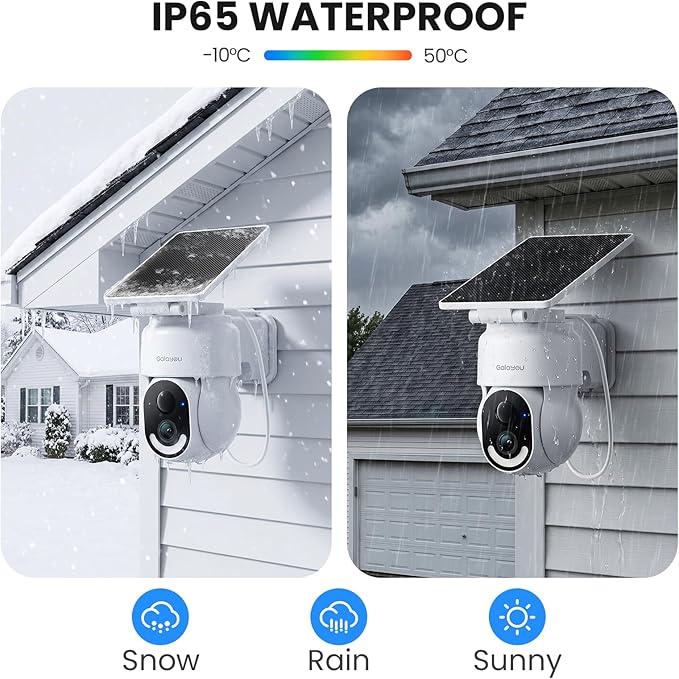 GALAYOU Solar Camera Outdoor Wireless - 2.4 GHz Wi-Fi Battery Powered Cameras for Home Security with Detachable Solar Panel, 2K 360° Pan/Tilt Auto-Tracking, Spotlight, TF Card Storage, R6 1 Pack
