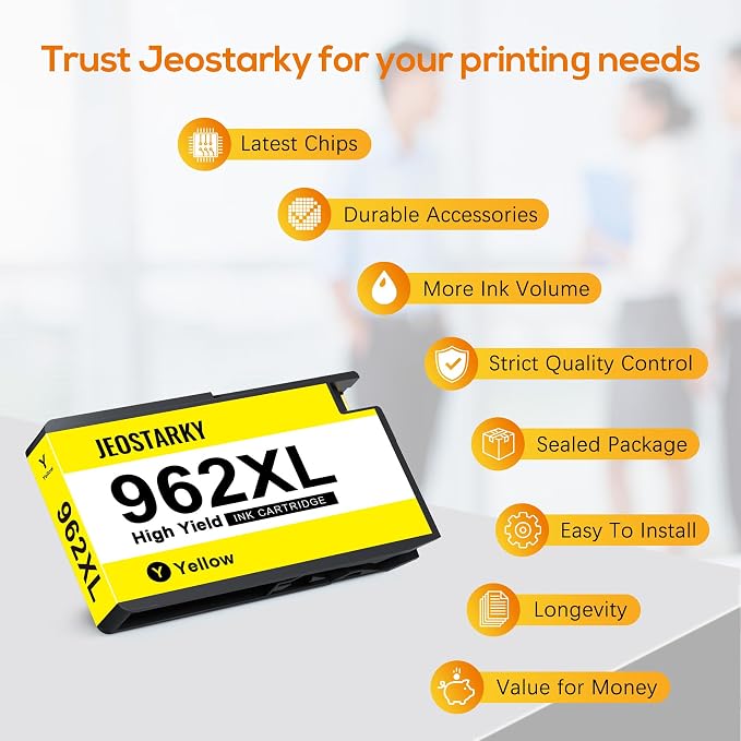 962XL Ink Cartridges Combo Pack Remanufactured for HP 962 Ink Work with *e Series Printers that Activated hp+ Service for HP OfficeJet Pro 9015e 9018e 9010 9025 9020 Series Office Printers (4 Pack)