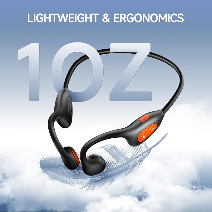Bone Conduction Headphones, 2026 Upgrade Bluetooth 6.1 Open Ear Headphones, 16Hrs Playtime Wireless Earbuds with Mic, 28g Lightweight Comfort, IPX5 Waterproof Running Headphones for Gym