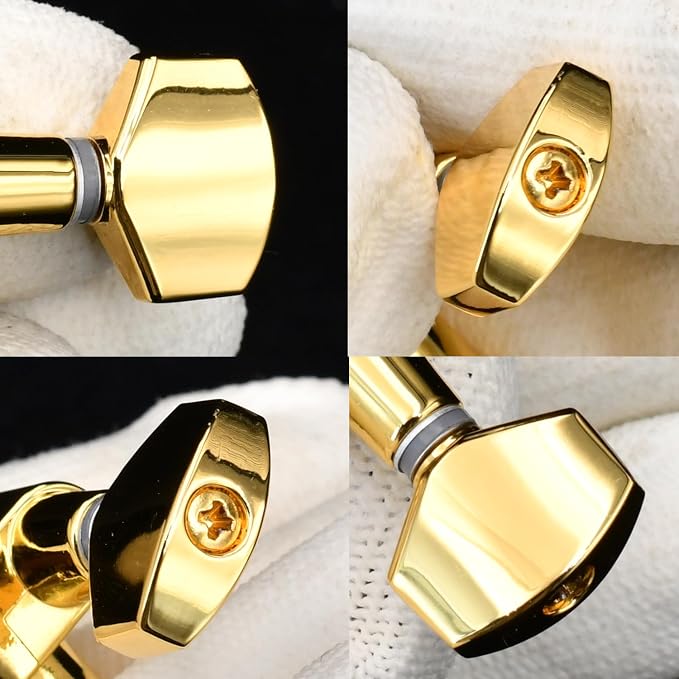 FretJoyB 18:1 Guitar Tuning Pegs 6 in Line Standard Guitar Tuners Tuning Keys Replacement for Acoustic or Electric Guitars-Gold(6 Right)
