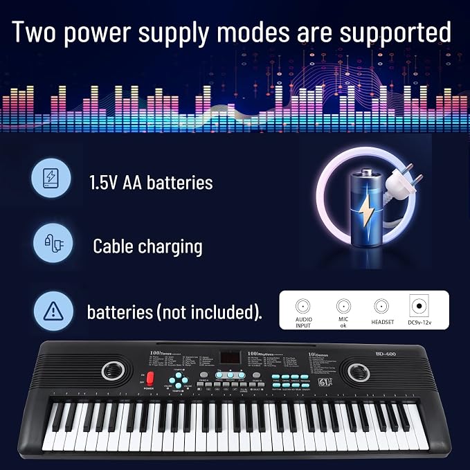 61 keys keyboard piano, Electronic Digital Piano with Built-In Speaker Microphone, Portable Keyboard Gift Teaching for Beginners, electric piano for youth
