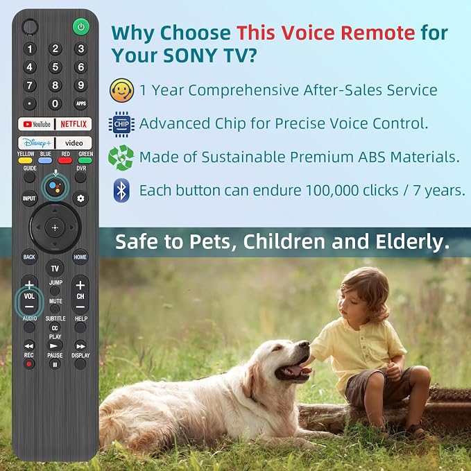 Replacement for Sony TV Remote, for All 2019-2026 Sony Remote Control for Bravia Smart TV with Voice Control. for Bravia XR/XBR/KD/K Series Google/Android TVs. 1-Year Warranty.