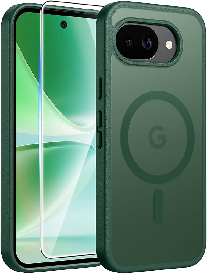 FNTCASE for Google Pixel 10a Case: [Compatible with Magsafe] Translucent Matte Cases with [Screen Protector] Military Grade Shockproof Protective Magnetic Phone Cover for Pixel 10A - Green