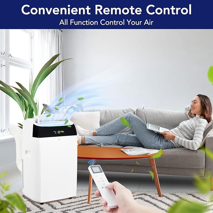 GarveeLife Portable Air Conditioner,12,000 BTU for Rooms up to 550 Sq.Ft., Smart Compact AC Unit with Cooling, Dehumidifier, Fan, Remote Control and Window Kit, White