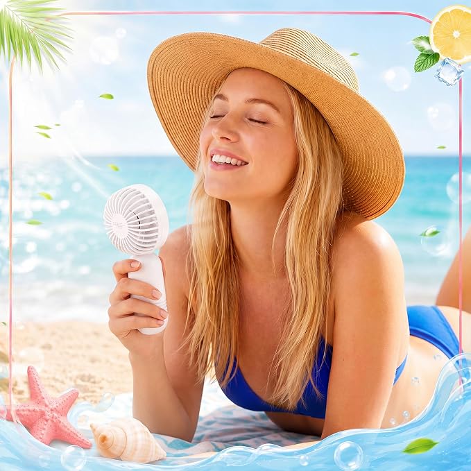 Rossesay 6 Pcs Mini Portable Fan Bulk Cute Handheld Lightweight Small Little Personal Hand Eyelash Fan 3 Speeds USB Rechargeable for Women Men Indoor Outdoor Makeup Travel (Pastel)