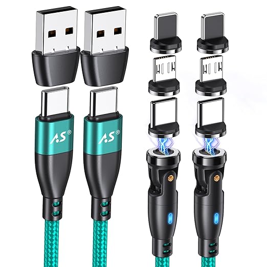 100W 540 Rotation Magnetic Charging Cable 3.3FT/6FT, Type C to Type C Cord Fast Charge Magnetic USB C Charging Cable, Magnet Charge Cord, Data Transfer Capable, Compatible with All Devices (Green)
