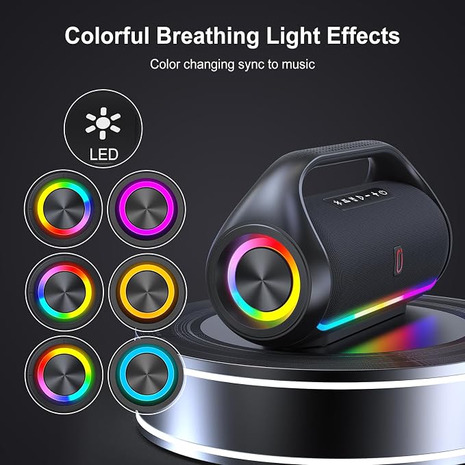 HWWR Portable Bluetooth Speaker with 2 Wireless Microphones, Loud Portable Speakers System, Deep Bass, Echo & Vocal Cut, IPX5 Water Resistant Outdoor Party PA Audio for Adults Kids Home Singing