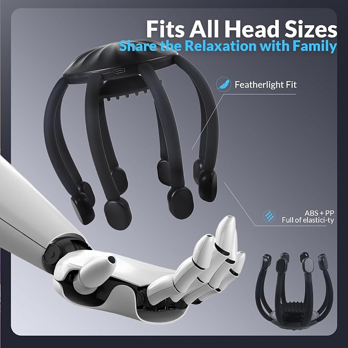 Electric Scalp Massager, 360° Octopus Head Massager Automatic 4 Modes Scalp Stress Relax Device-8 Heads
