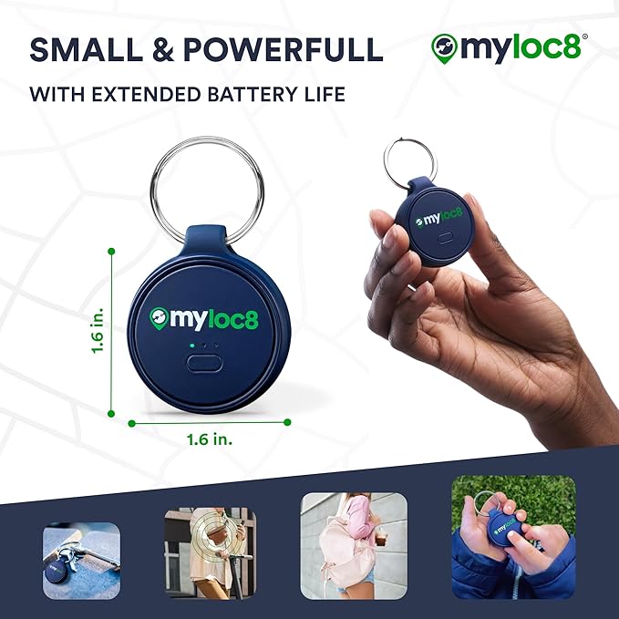 Highly Precise GPS Tracker for Keys, Backpack, Luggage & Kids – Built-in SIM, SOS Button - Smart Tag with Real-Time Tracking, Waterproof, iOS & Android Locator Device (4-Mo Subscription Included)