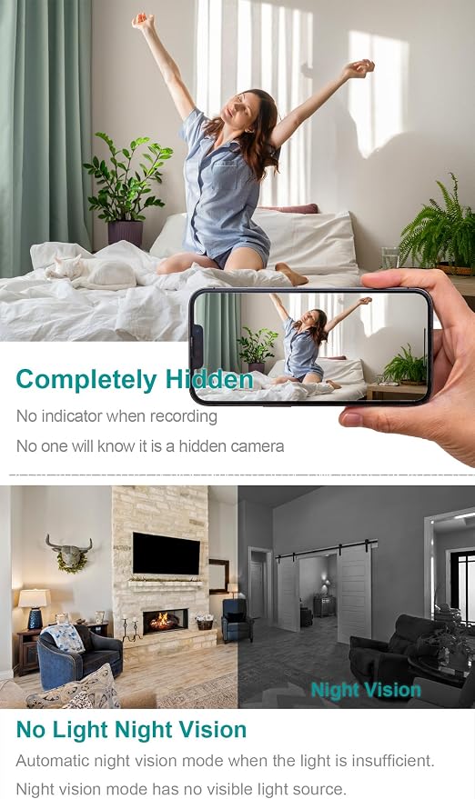 TOQI 160° Angle 4K HD Charger Camera with Night Vision,WiFi Power Strip Spy Hidden Camera, Wireless Hidden Cameras Spy Security Wall Outlet WiFi Camera Indoor Cam for Home Security