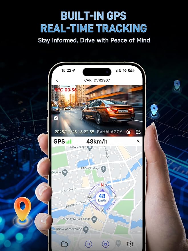 4K+1080P Dash Cam Front and Rear, Osmo Dashcam Pro with STARVIS Night Vision, Multi-Vent Dash Camera for Cars, Built-in GPS, G-Sensor & Loop Recording, 5.8GHz WiFi, with 64GB Card, 24H Parking Mode