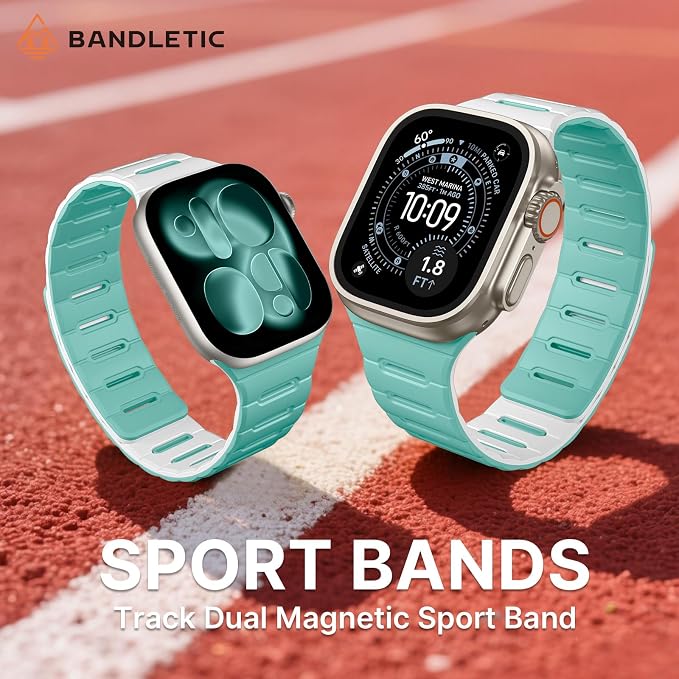 Bandletic Magnetic Watch Bands Compatible with Apple Watch Ultra Band, Dual Sided & Soft Silicone Safety Loop for iWatch Bands 49mm(Ultra3/Ultra2), 45mm(9/8/7), 44mm(SE3/SE2/SE/6/5/4), 42mm(3/2/1)