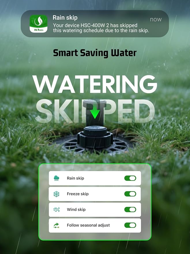 Smart Sprinklers Controller 2.4GHz WiFi, Irrigation Controller Easy Use App Enabled, 8 Zones + 16 Plans, Save Water Auto Skip Rain, Freeze & Wind, 10 Minutes Install