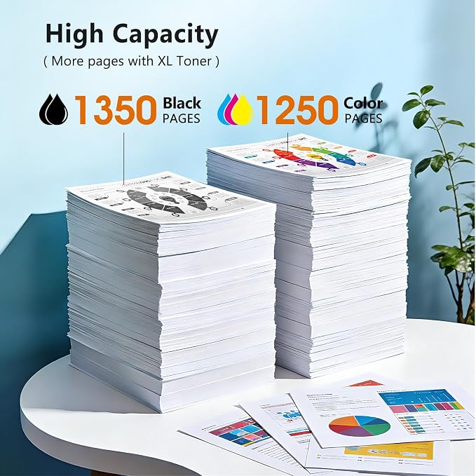 206A Toner Cartridges 4 Pack M283fdw M283cdw Compatible for HP 206A 206X Color LaserJet Pro MFP M283fdw M283cdw M255dw M282nw M283fdn M255nw M283 M282 M255 Toner with Chip Black Cyan Yellow Magenta
