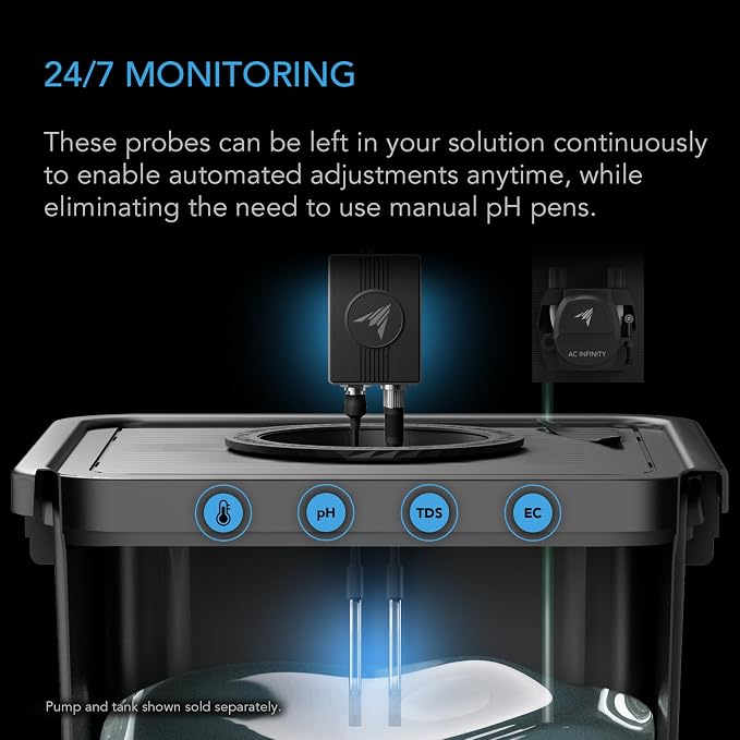 AC Infinity Hydro Sensor, Environmental Sensor for Controller AI+, Manage pH, EC, TDS and Water Temp for Grow Tents, Unlock Automations for Equipment Programming in Hydroponics, Aquariums, and Pools