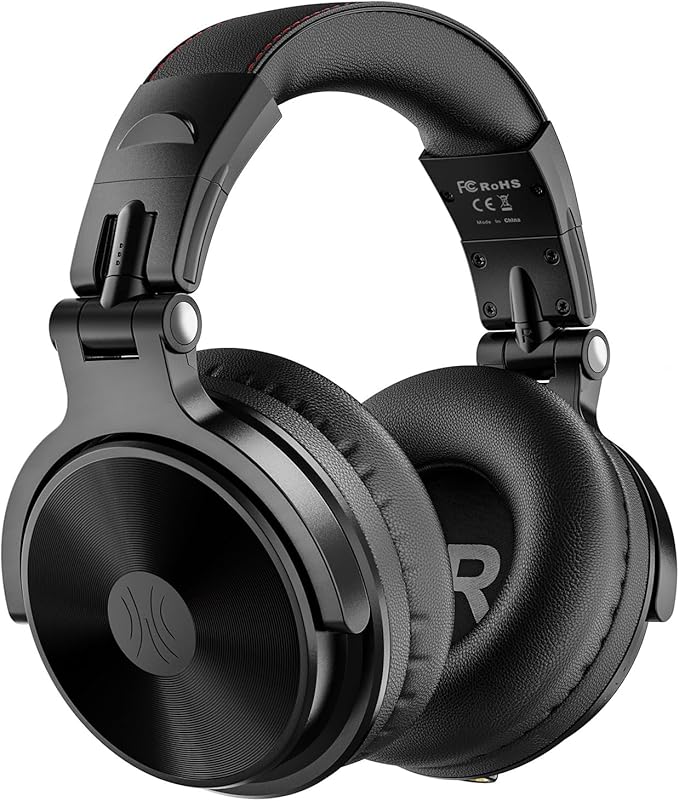 OneOdio Bluetooth Over Ear Headphones, 110 Hrs Wireless/Wired Stereo Sound Foldable Headsets with Deep Bass 50mm Neodymium Drivers for PC/Computer/Podcast- Studio Wireless Pro C, Black