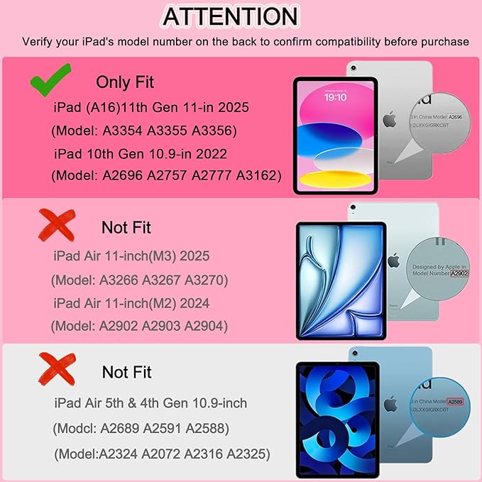CCMAO Case for iPad (A16) 11th 11" 2025, iPad 10th Generation 2022 with Pencil Holder & Kickstand, Shockproof Protective Slim Thin iPad Case with Glitter Back Cover, Pink Glitter