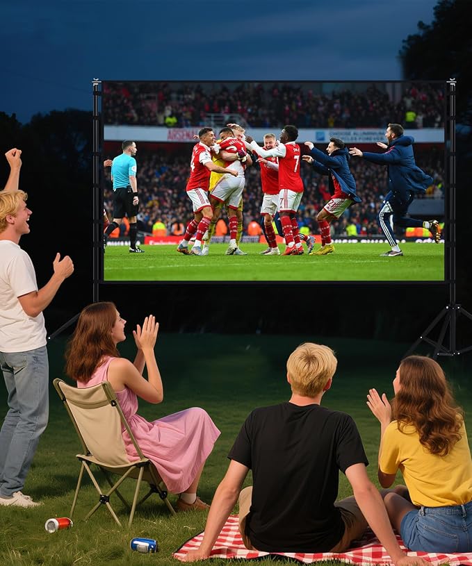 STWUI Projector Screen with Stand - 150 Inch Portable Projector Screens Outdoor Indoor Projector Screen 16:9 4K HD Outdoor Movie Screen with Carry Bag,Enjoy Home Theater Projection Screen