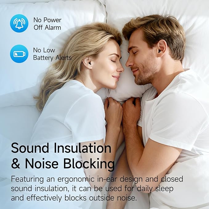 Sleep Earbuds for Side Sleepers, Mini Invisible Wireless Bluetooth 6.0 Micro Sleep Headphones, Hidden Earbuds with LED Screen for Small Ears Sleeping Working, Exercise, Hiking - Black