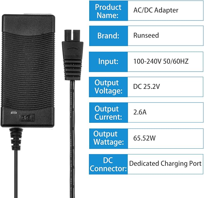 25.2V 2.6A Charger AC Adapter GM65-252260-D for WYBOT C1 Pro C1 MAX Robotic Pool Vacuum Cleaner