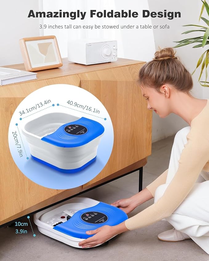 SPA4PIEDS Foot Spa Bath Massager with Heat, Bubble Jets, Red Light & Timer, Pedicure Foot Spa with 95-118℉ Temperature Control, 8 Shiatsu Rollers, Pumice Stone, Gift for Women,Men,Dad