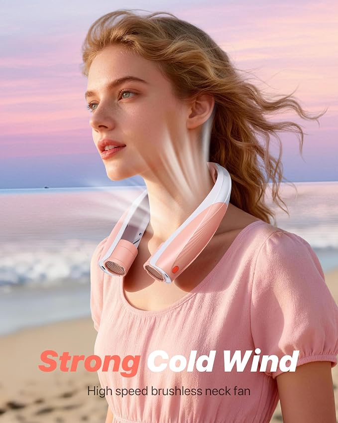 Kesguar Portable Neck Fan, 20H RunTime Cooling Fan, 6 Speeds 360° Airflow Personal Fan, Rechargeable Hands Free with 6000mAh Battery Wearable Fan Gifts for Women Men Outdoor Travel Camping