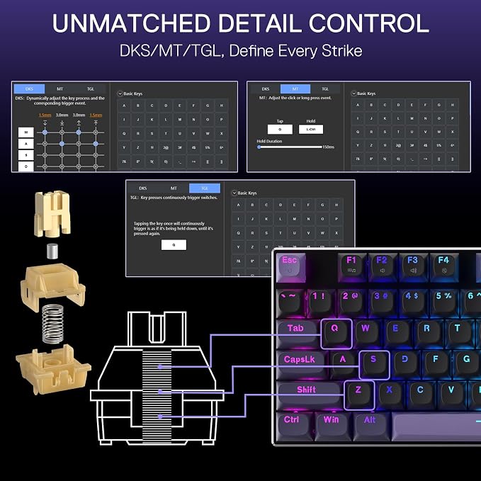 Redragon K556 HE Rapid Trigger Gaming Keyboard, 100% 104 Keys Wired Mechanical Keyboard w/Hyper-Fast Actuation, Dedicated Hall Effect Magnetic Switch, 2-Layer Noise Dampening, Original Aluminum Base