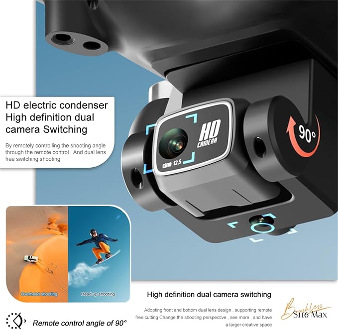 ikaufen S116 Drone with Camera for Adults GPS RC Drone With 4K HD Dual Camera WiFi FPV Foldable Quadcopter Aircraft +1 Battery