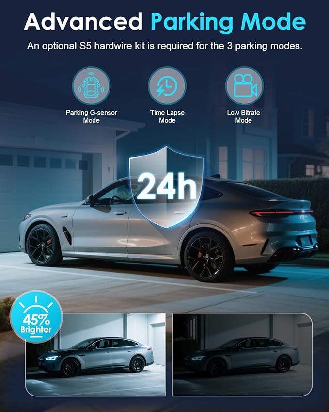 ORSKEY 4K Dash Cam Front and Rear, Free 64GB Card, STARVIS 2 Sensor, 5.8GHz WiFi Dash Camera for Cars, 2160P+1080P Dual Car Camera with GPS, 3" IPS, 24H Parking Mode, WDR, Support 512GB Max