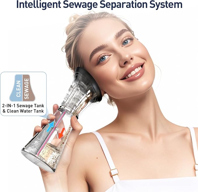 Electric Ear Wax Removal System, Water Powered Ear Cleaning Tool with Irrigation Flusher, 6 Tips, 4 Pressure Settings - Safe & Effective for Ear Wax Buildup Flushing and Cleaning