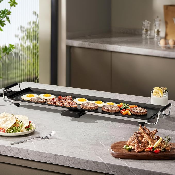 AEWHALE Electric Griddle Nonstick Extra Large-35" Teppanyaki Grill BBQ with Adjustable Temperature &Insulated Handles