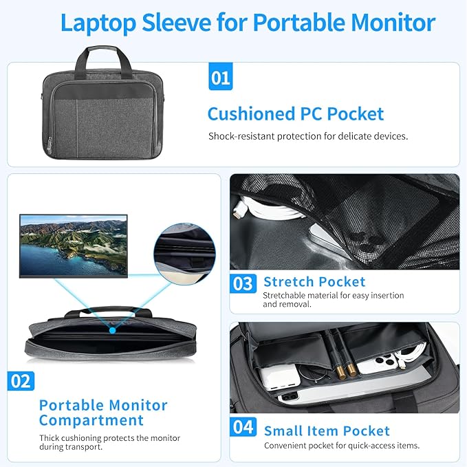 MAGICRAVEN Wireless Portable Monitor for Laptop, 15.6" Portable Monitor with Battery-1080P FHD Second Screen for Home & Office, AirPlay & Miracast Casting, No Cables or Drivers Needed(with Bag)