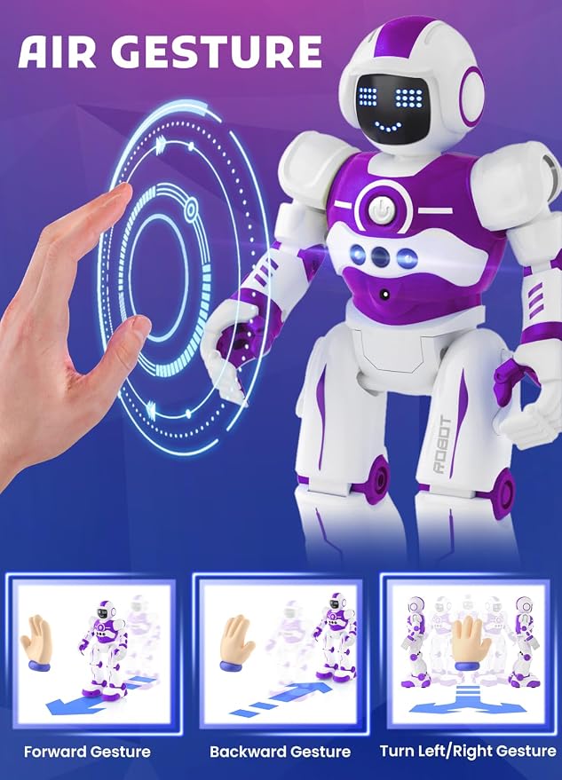 Robot Toys for Kids,Programmable Remote Control Smart Walking Dancing Robot Toy with Gesture & Sensing for Age 4 5 6 7 8 9 10 Year Old Boys Girls for Birthday Present,Purple
