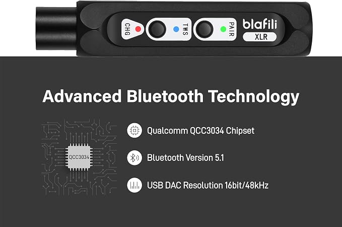 XLR Bluetooth Receiver XLR Male Output for Audio Mixers | aptX HD Low Latency, TWS pairing, for PA systems and powered speakers, not a Bluetooth transmitter