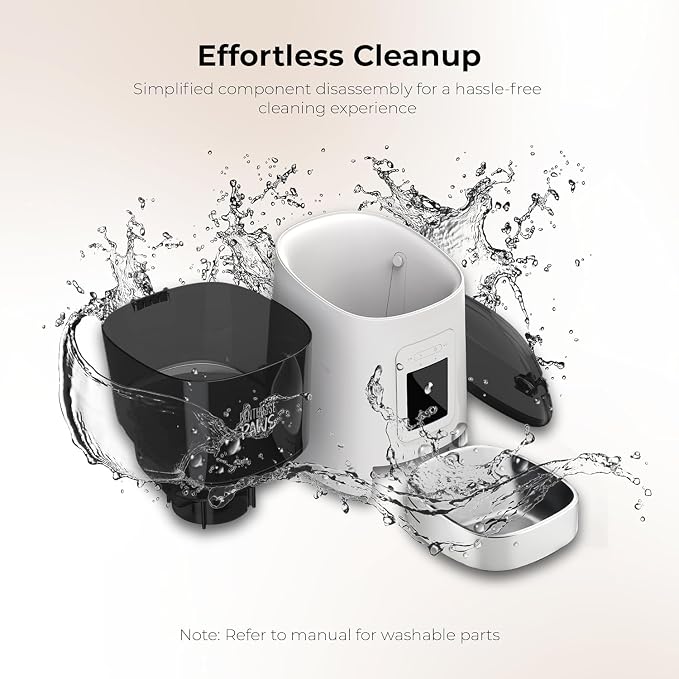Penthouse Paws Smart HD Pet Feeder, 6L Dry Food Capacity, 1080p Camera, 2-Way Audio, Scheduled Meals, Backup Power, Easy to Clean, Anti-Jam Design for Cat & Dog, White/Stainless Steel