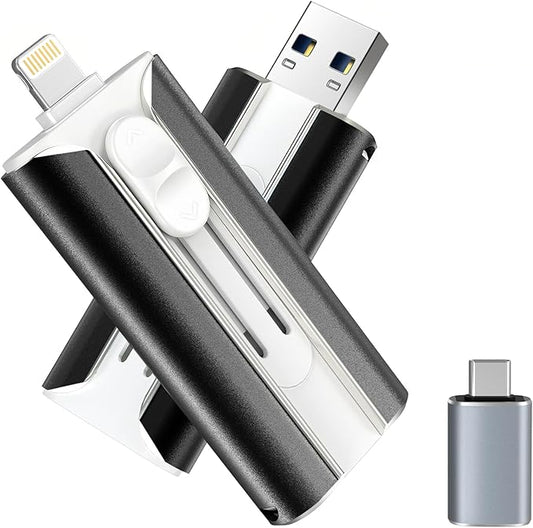 MFI Certified 512GB Flash Drive for iPhone&iPad&Android&Pc, Photo Stick USB Stick Memory Stick Photo/Video Storage Jump Drive Photo Saver External Flash Drive (Available Space: ~484gb),1 Pack,Black