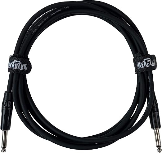 Gearlux Instrument Cable/Guitar Cable, 1/4 Inch, Straight to Straight, Black, 10 Feet - 6 Pack