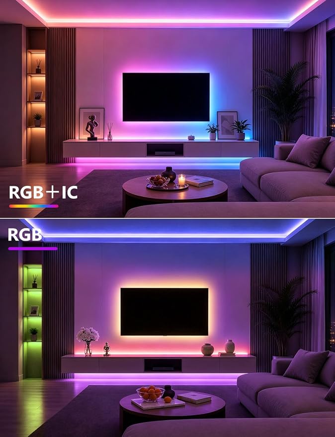MFWW 130FT Strip Lights, Smart IC RGB LED Lights Multiple Colors on One Line, App+Remote Control, Timing, Multimodal, Music Sync, Color Changing Lights for Bedroom, Party Home Decor