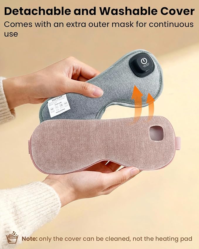 Cordless Heated Eye Mask with 1500mAh Large Battery, 4 Heat Levels & 100% Blackout for Dry Eyes Relief, Fast Heating Eye Heating Pad with 2 Washable Covers for Sleep, Travel, MGD, Blepharitis