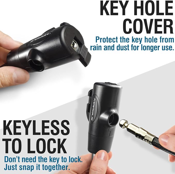 MARQUE Bike Lock with Key – 3/8” (4Ft, 7Ft, 15Ft, 25Ft) Straight Cable Locks with Keys, Anti-Theft Security Cable for Bicycles, Scooters, Kayaks, Paddle Boards, Gates