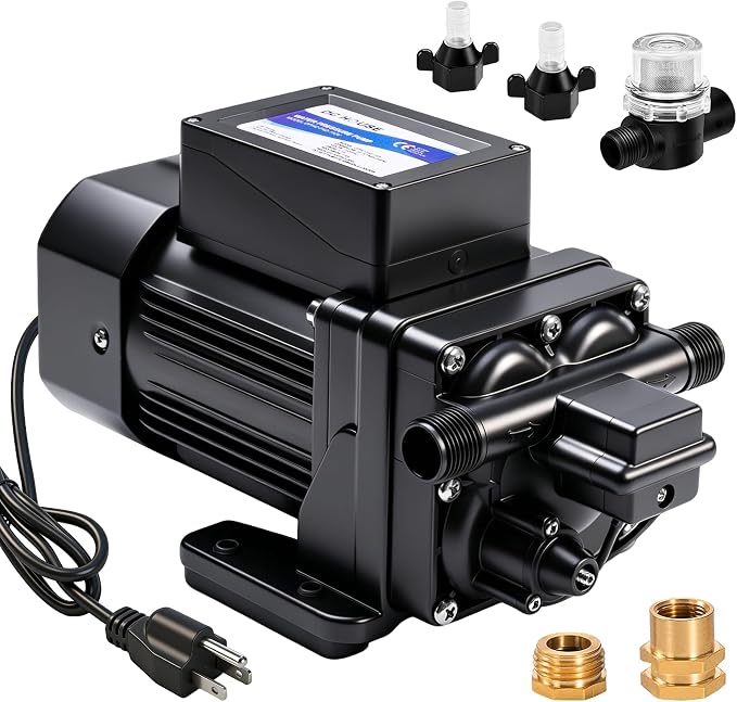 DC HOUSE Continuous Duty 110V Brushless Water Pump, 6GPM 55PSI 4-Chamber Heavy Duty Self Priming Diaphragm Pump for Garden Irrigation, Agricultural Spraying, Pressure Washing & Water Transfer