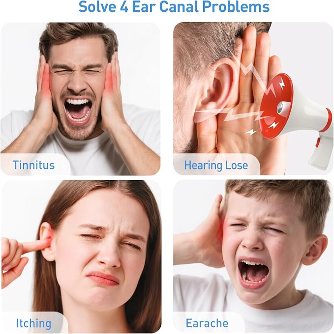 Ear Wax Removal-Electric Ear Cleaner, Retractable Ear Cleaning Kit, Safe Ear Wax Removal Tool, Effective Ear Irrigation Flushing System, Waterproof Ear Washer for Humans with 4 Pressure Modes