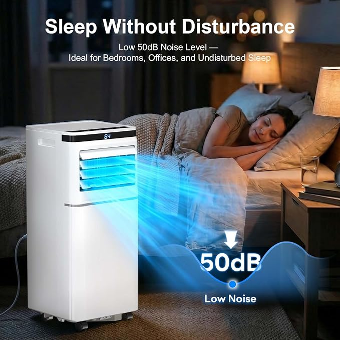 Electactic 10000 BTU Portable Air Conditioner, 4-in-1 AC Unit with Sleep Mode for Master Bedroom, Cooling for Rooms up to 450 Sq.Ft., Dehumidifier & Fan, 24H Timer, Remote Control & Window Kit