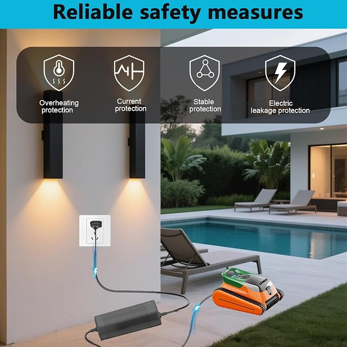 26V Charger, for 21.6V Batteries Suitable Compatible with Seauto Crab CR and Zyerch SAT30 Robotic Pool Cleaner Battery Charging Power Adapter Cables