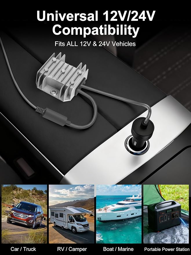 Starlink Mini Car Adapter with 12V to 30V 3.5A Step Up Converter [Supports up to 150FT Extension Cable] Starlink Mini 12V Adapter, Car Charger, Ideal for RV, Boat, Trailer