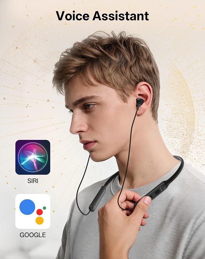 Neckband Bluetooth Headphones, Wireless Bluetooth 6.0 Earbuds with Microphone, Comfortably Light, Deep Bass Earphones 35H Playtime, IPX5 Waterproof, Magnetic Headset for Workout (Black)