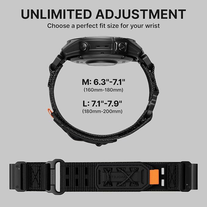 Bandletic Compatible with Garmin Fenix 7 6 Pro Watch Band - 22mm Quick Fit Replacement Nylon Strap for Fenix 8 47mm/5 Plus/Instinct 3 E 45mm 2 /Forerunner 970/965/955/945/Approach S70/S62/S60 /Epix