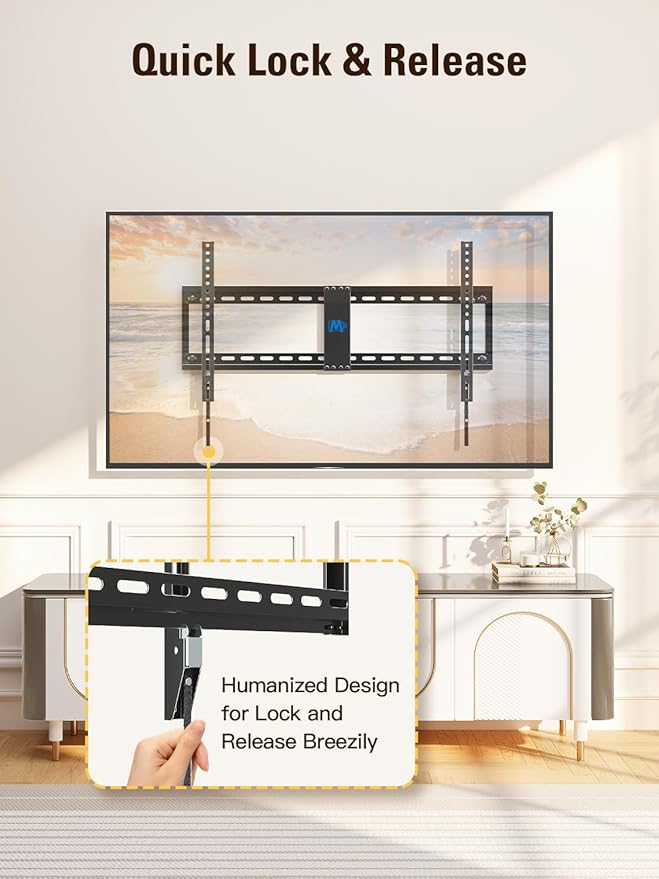 Mounting Dream Tilt TV Wall Mount for Most 42-84 inch TV, Universal Tilt TV Mount Wall Bracket with Low Profile Design, Max VESA 800x400mm and 132 LBS, Easy for Centering on 16", 18", 24", 32" Studs